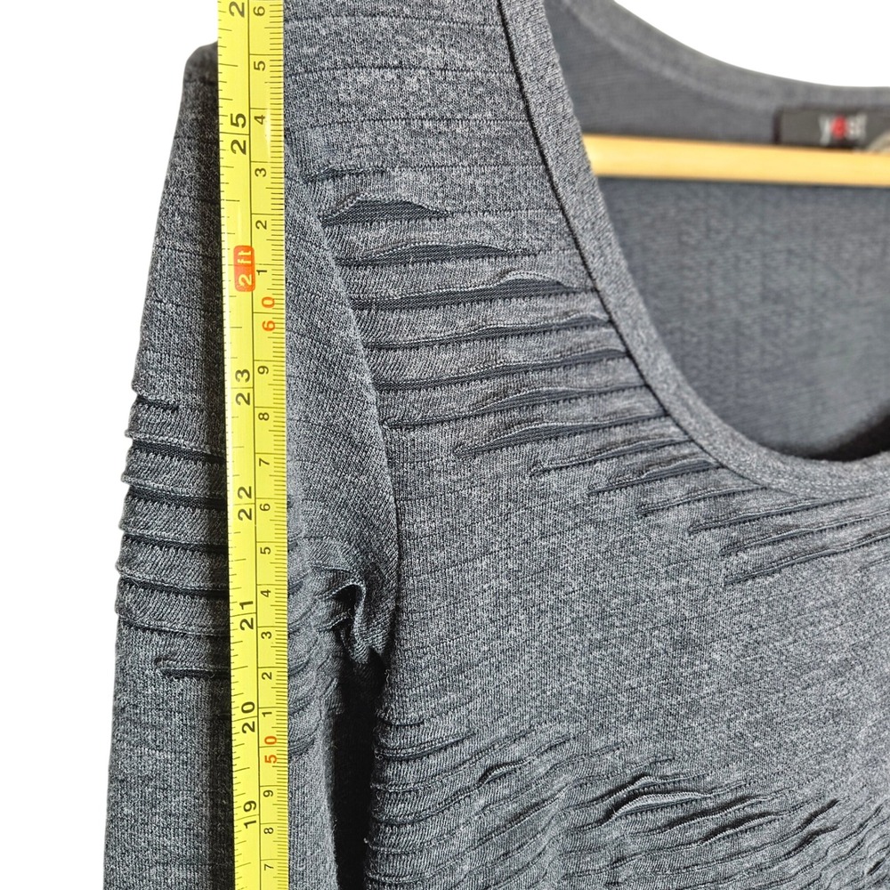 Yest Womens Gray Textured Long Sleeve Scoop Neck Mini Sheath Dress Size Sm 6 - Picture 5 of 8